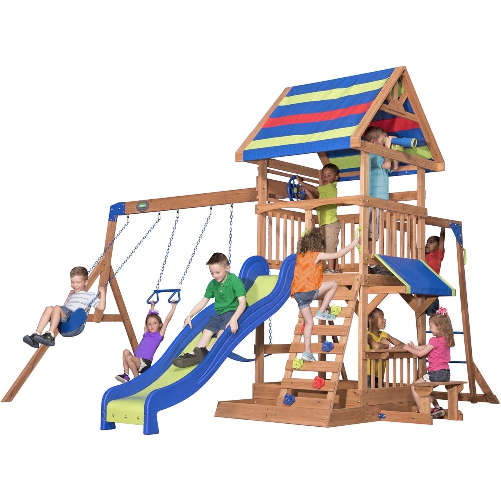 Columpio de madera de cedro pa - Kids Outdoor Monkey Bars reseña y precio